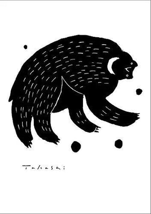 味のあるタッチで描かれたモノクロ動物のアートポスター「ツキノワグマ」 - TOCO LIFE