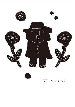 味のあるタッチで描かれたモノクロ動物のアートポスター「マントを着たゾウ」 - TOCO LIFE