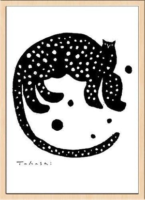 味のあるタッチで描かれたモノクロ動物のアートポスター「ヒョウ」 - TOCO LIFE