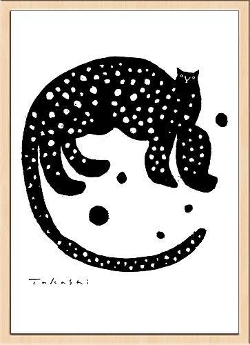 味のあるタッチで描かれたモノクロ動物のアートポスター「ヒョウ」