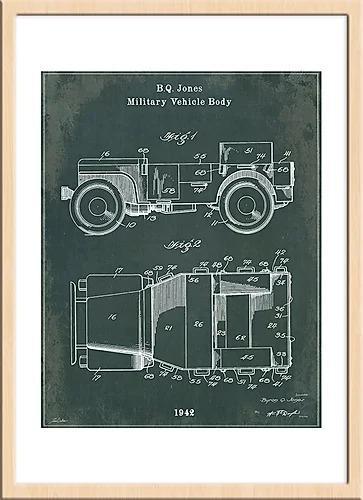 大人の雰囲気にしてくれるモダンレトロなアートポスター『Jeep1V2Green』